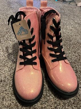 Thereabouts Kids Pink Glitter Lace-Up Ankle Boots